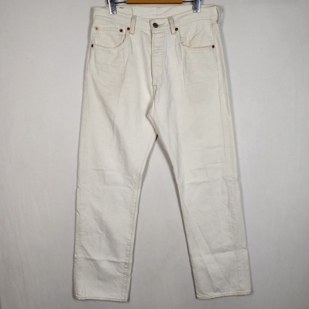Levis 501 Original Fit White Oak Cone Denim Jeans White 33x32 Mens